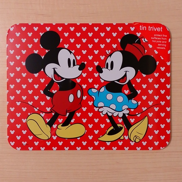 Mickey Minnie Mouse Metal Tin Cork Trivet Hot Plate - Picture 1 of 6
